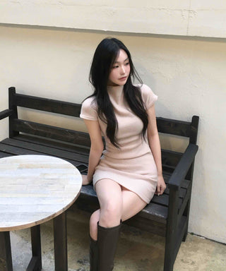 Cozy Half-Neck Slim Mini Dress