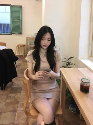 Cozy Half-Neck Slim Mini Dress