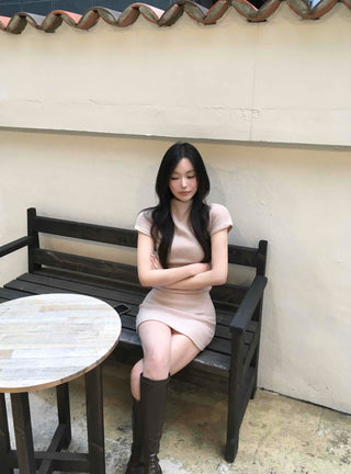 Cozy Half-Neck Slim Mini Dress