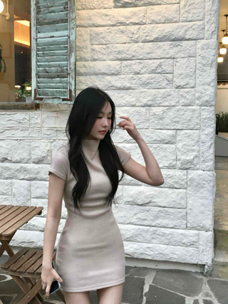 Cozy Half-Neck Slim Mini Dress
