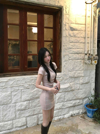 Cozy Half-Neck Slim Mini Dress