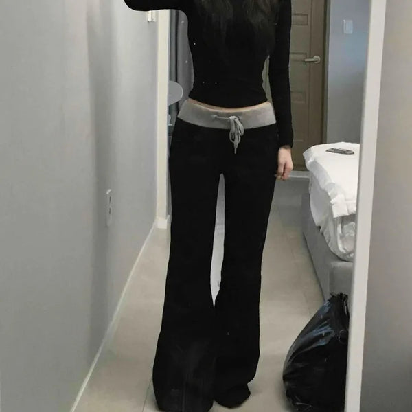 Low-Waist Color-Blocked Bootcut Pants