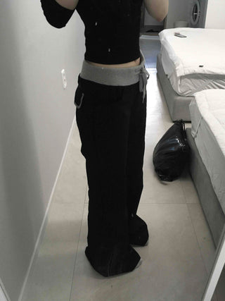 Low-Waist Color-Blocked Bootcut Pants