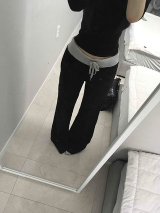 Low-Waist Color-Blocked Bootcut Pants
