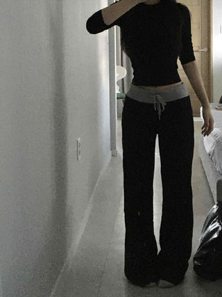 Low-Waist Color-Blocked Bootcut Pants