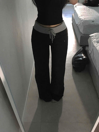 Low-Waist Color-Blocked Bootcut Pants