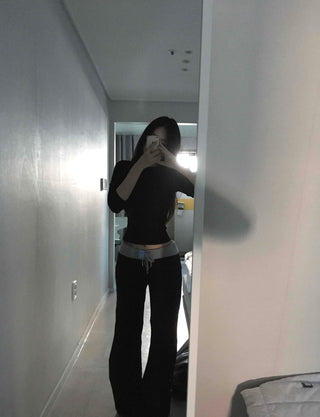 Low-Waist Color-Blocked Bootcut Pants