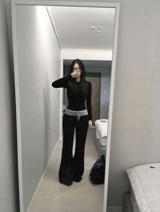 Low-Waist Color-Blocked Bootcut Pants