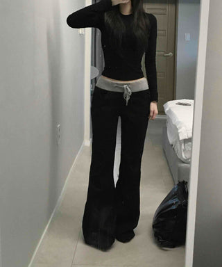 Low-Waist Color-Blocked Bootcut Pants