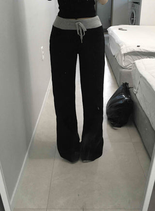Low-Waist Color-Blocked Bootcut Pants