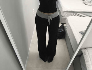 Low-Waist Color-Blocked Bootcut Pants