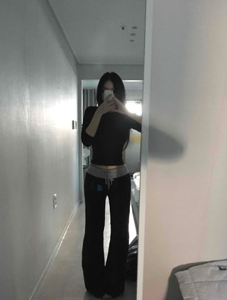 Low-Waist Color-Blocked Bootcut Pants