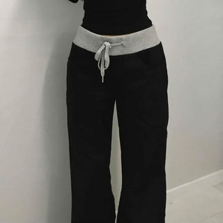 Low-Waist Color-Blocked Bootcut Pants