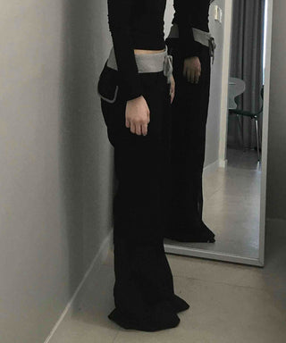 Low-Waist Color-Blocked Bootcut Pants