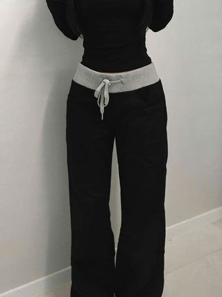 Low-Waist Color-Blocked Bootcut Pants
