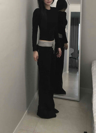 Low-Waist Color-Blocked Bootcut Pants