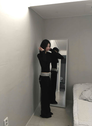 Low-Waist Color-Blocked Bootcut Pants
