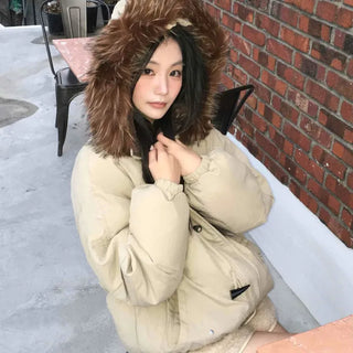 Fur Hooded Duffle Short Padded Jacket