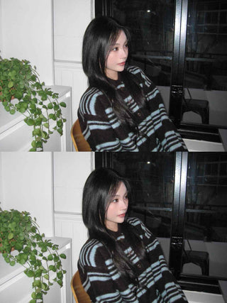 Cozy Multi-Stripe Loose Fit Button Knit