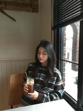 Cozy Multi-Stripe Loose Fit Button Knit