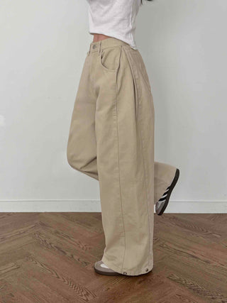 Cargo Pocket Oversized Side Pintuck Long Pants