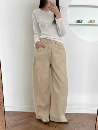 Cargo Pocket Oversized Side Pintuck Long Pants