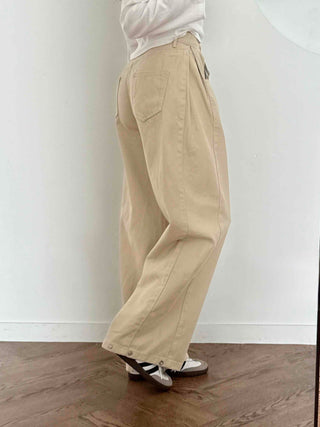 Cargo Pocket Oversized Side Pintuck Long Pants