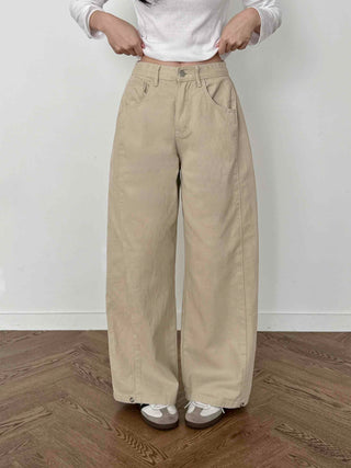 Cargo Pocket Oversized Side Pintuck Long Pants