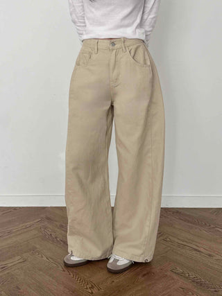 Cargo Pocket Oversized Side Pintuck Long Pants