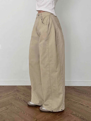 Cargo Pocket Oversized Side Pintuck Long Pants