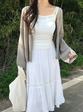 Moga Punching Lace Long Skirt