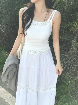 Moga Punching Lace Long Skirt