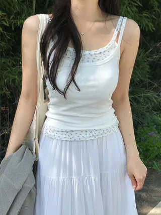 Moga Punching Lace Long Skirt