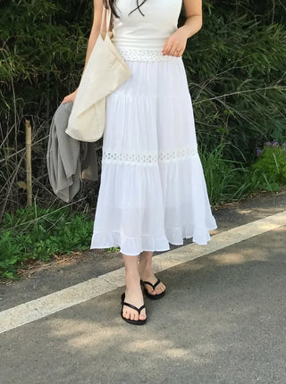 Moga Punching Lace Long Skirt