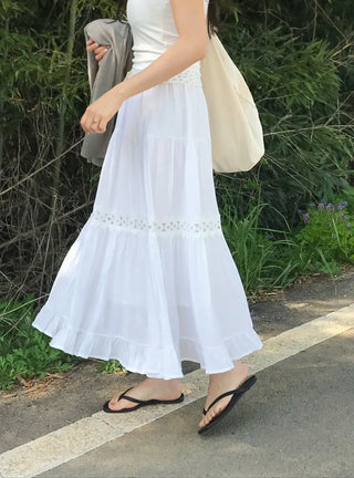 Moga Punching Lace Long Skirt