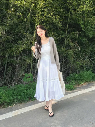 Moga Punching Lace Long Skirt