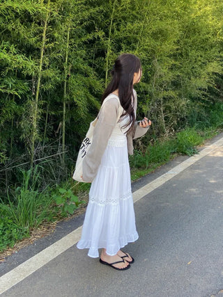 Moga Punching Lace Long Skirt