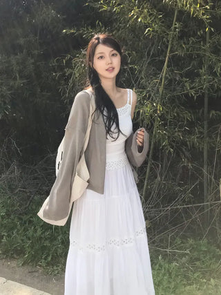 Moga Punching Lace Long Skirt