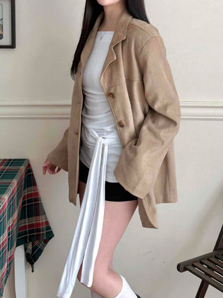 Daily Tie Detail Off-Shoulder Drape Long Sleeve T-Shirt