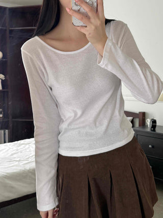 Everyday Mid-Neck Slim Layered Long Sleeve T-Shirt