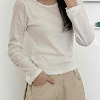 Everyday Mid-Neck Slim Layered Long Sleeve T-Shirt