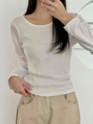 Everyday Mid-Neck Slim Layered Long Sleeve T-Shirt