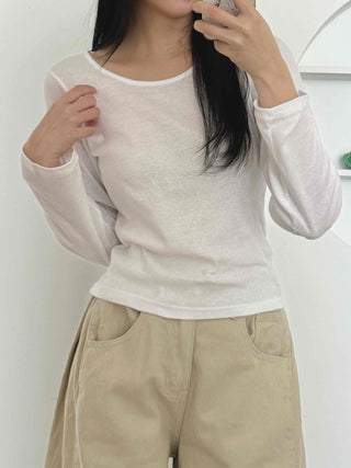 Everyday Mid-Neck Slim Layered Long Sleeve T-Shirt