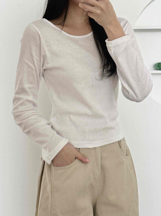 Everyday Mid-Neck Slim Layered Long Sleeve T-Shirt