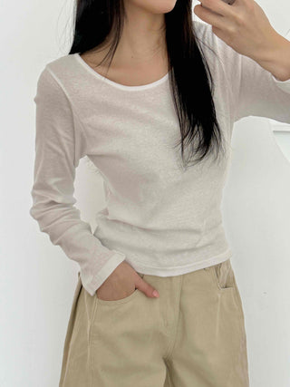 Everyday Mid-Neck Slim Layered Long Sleeve T-Shirt