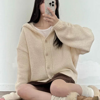 Bold Wide Sleeve V-Neck Long Knit Cardigan