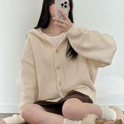 Bold Wide Sleeve V-Neck Long Knit Cardigan