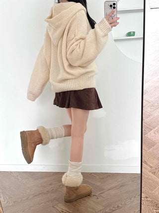 Bold Wide Sleeve V-Neck Long Knit Cardigan