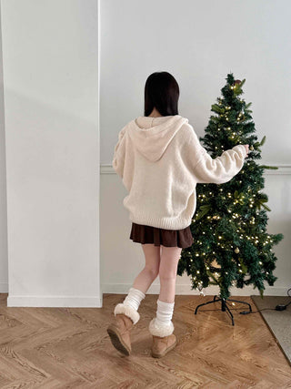 Bold Wide Sleeve V-Neck Long Knit Cardigan