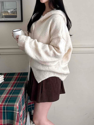 Bold Wide Sleeve V-Neck Long Knit Cardigan